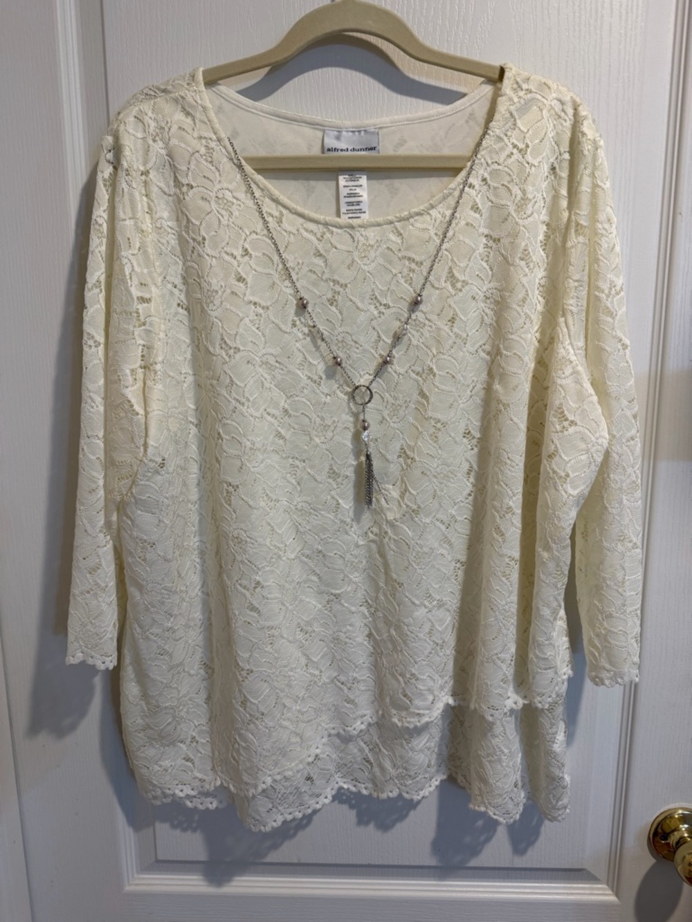 Alfred Dunner Ivory Lace Long-Sleeve Tunic